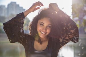 Portrait of smiling young black woman